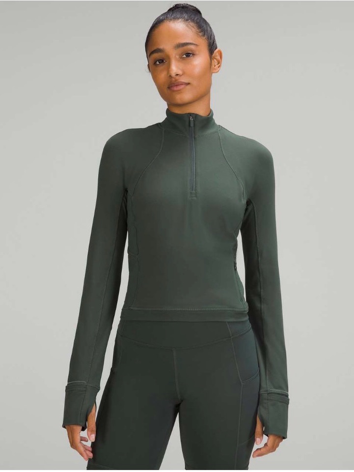 Lululemon Its Rulu Run Cropped Half Zip Smoked Spruce